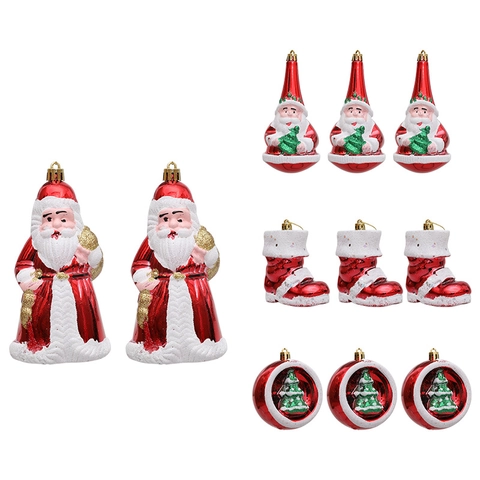 Weihnachtsornamente Hängende Anhänger Weihnachtsmann Stiefel Weihnachtsbaum Form Kunststoff Bemalt Glitzer Dekoration