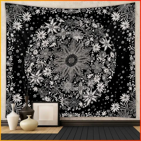 Arazzo Mandala Girasole Poliestere Appeso Parete Boho Floreale Sfondo Per Camera Da Letto Soggiorno Decorazione Casa
