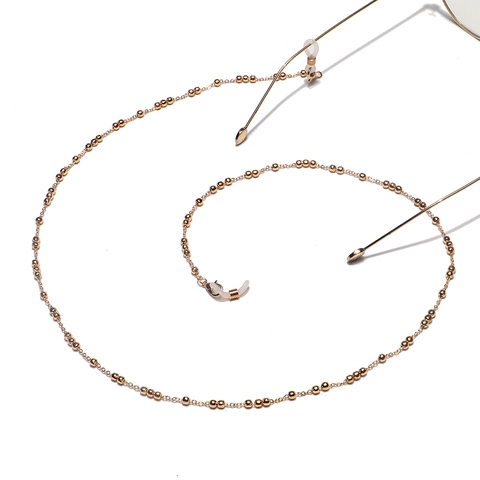 Elegante Gouden Metalen Kralen Brillenkoord Voor Dames Antislip Zonnebril Koord Houder Masker Koord Minimalistisch Brillen Accessoire