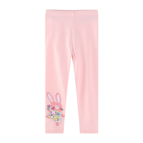 Girls Cotton Leggings Soft Elastic Pants Rabbit Patch Embroidery Middle Waist Toddler Trousers Casual