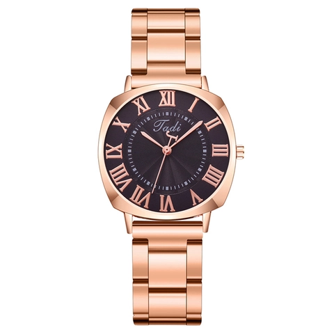 Κομψό Γυναικείο Ρολόι Quartz Μεταλλικό Λουράκι Rose Gold Ρωμαϊκοί Αριθμοί Ηλιακό Καντράν Αναλογικό Ρολόι