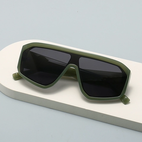 Oversized Shield Zonnebril UV400 Uit Eén Stuk Modieus Frame Wielersport Sportbril Voor Heren Dames Plastic PC Lens Retro