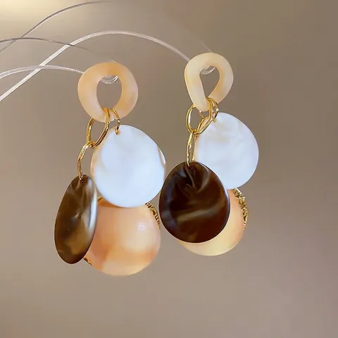 Retro Geometrische Acryl Hars Hangende Oorbellen Met 925 Sterling Zilveren Oorsteker Boheemse Stijl Voor Vrouwen