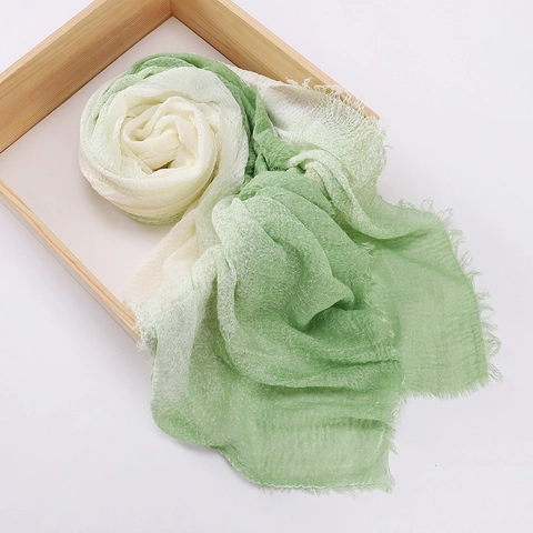 Sciarpa In Cotone E Lino Per Donna Gradiente Tie Dye Nappa Lungo Scialle Avvolgere Gualcito Leggero Versatile Moda
