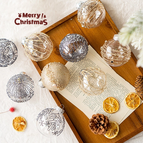 Kerstballen Ornamenten Transparant Plastic Glitter Hangende Decoratie Voor Kerstboom Feest Huis