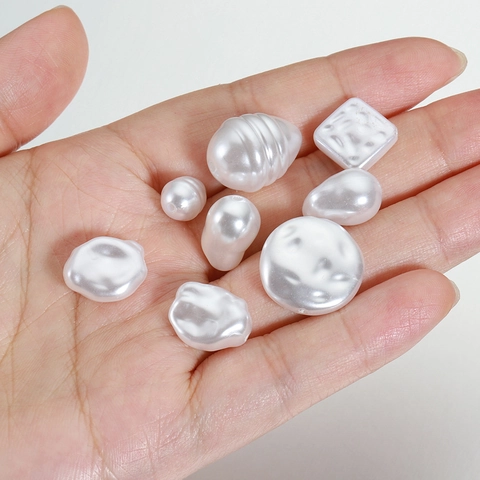Künstliche Perle Di Imitazione Barocche Irregolari Materiale ABS Accessori Per Gioielli Fai Da Te Per Collana Bracciale Orecchini Bianco Lucentezza