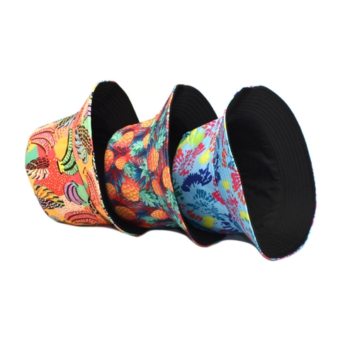 Cappello Alla Pescatora In Cotone Stampa Tropicale Protezione Solare Traspirante Reversibile Estate Spiaggia Per Uomini Donne