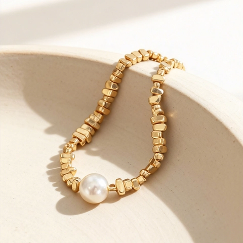 Collana A Catena Con Cubi Geometrici Irregolari Con Ciondolo A Perla Artificial Grande Acciaio Inossidabile Gioielli Minimalisti Da Donna Festa