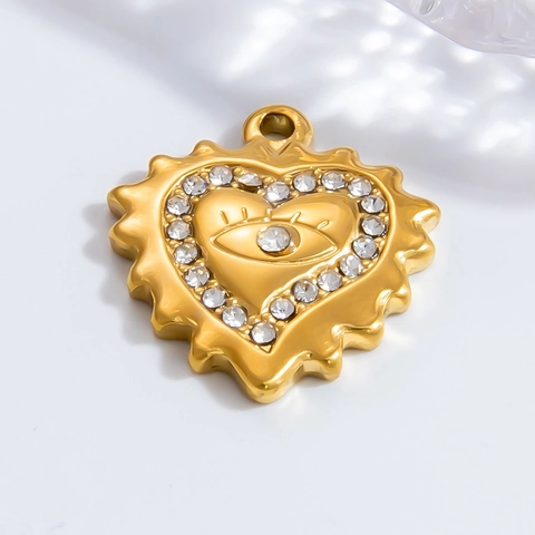 Evil Eye Anhänger Edelstahl Herz Rund Vintage Ethnische Charms Für DIY Halskette Schmuckherstellung Wasserdicht Antiallergisch