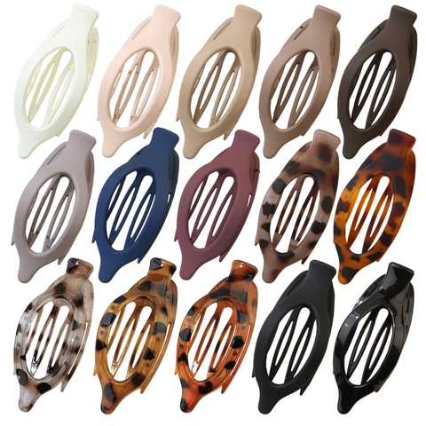 Large Hair Claw Clip Oval Hollow Leaf Design Matte Glossy Plastic Non-Slip Strong Hold Hair Accessory For Women