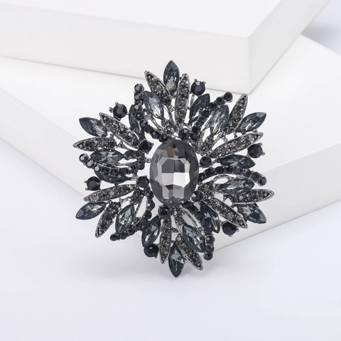 Broche Flocon De Neige Vintage Surdimensionnée En Alliage Strass Cristal Fleurs Épingles Pour Manteau Femme