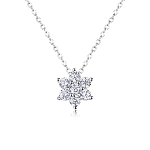 925 Sterlingsilber Schneeflocke Anhänger Halskette Für Damen Moissanit Eingelegt Mode Schlüsselbein Kette Schmuck Geschenk