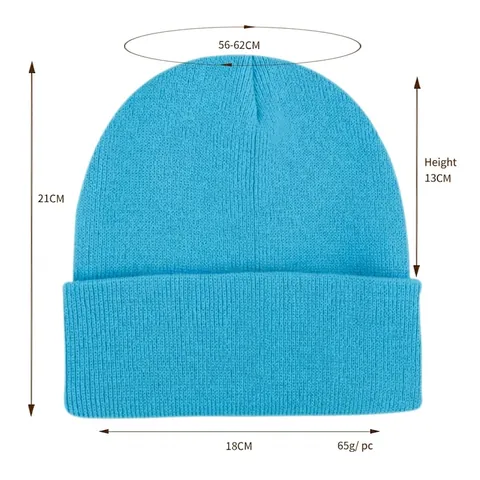 Unisex Acrylic Knit Beanie Hat Embroidered Warm Solid Color Outdoor Winter Cuffed Skull Cap Casual Minimalist Sporty Headwear