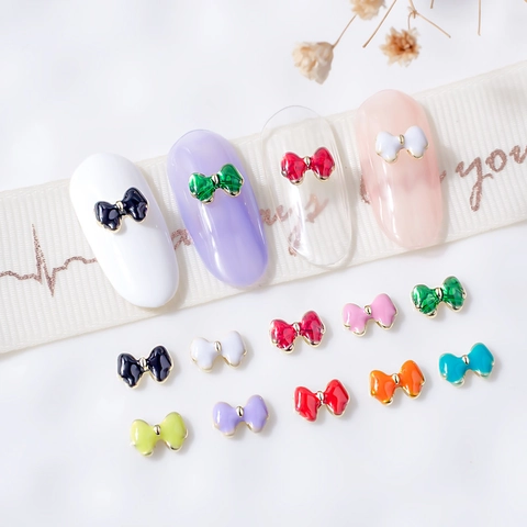 Mini 3D Lazo Dijes Para Uñas Aleación Metal Esmalte Aceite Gota Diamantes De Imitación Decoraciones Para Manicura DIY Diseño Dulce