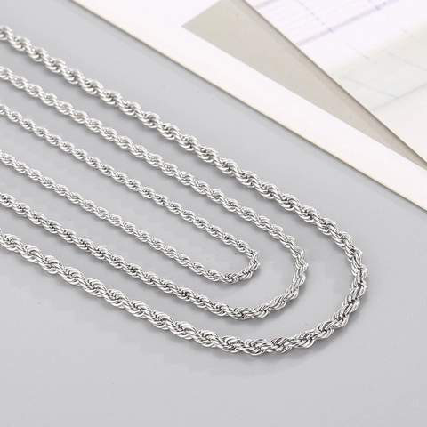 Stainless Steel Rope Chain Necklace Titanium Steel Twist Link Minimalist Hip Hop Punk Jewelry For Men Women