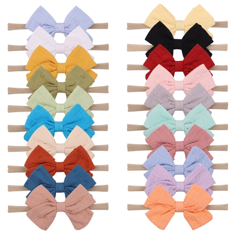 Baby Headbands Soft Nylon Cotton Bowtie Elastic Hair Bands Swiss Dot Texture Newborn Infant Toddler Girls Hair Accessories