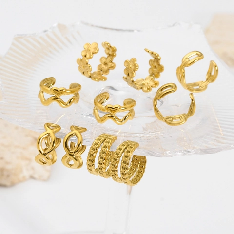 Polsini Per Orecchie In Acciaio Inox Placcato Oro 18K Per Donna Senza Foro Orecchini A Clip A Doppio Strato Impermeabili