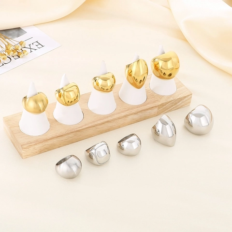 Bague Dôme Épaisse Acier Inoxydable 316L Haute Polie Géométrique Déclaration Surdimensionnée Bijoux Minimalistes Pour Femmes
