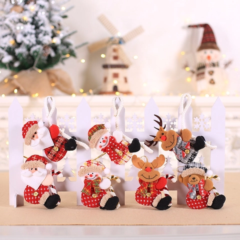 Weihnachten Plüsch Hängepuppe Ornamente Weihnachtsmann Schneemann Rentier Kletterseil Bär Für Zuhause Baum Fenster Weihnachtsdeko