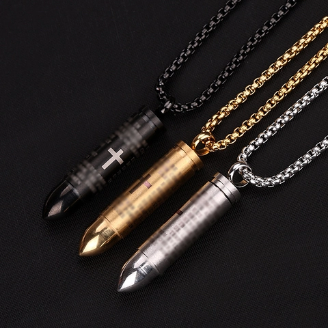 Collana Pendente Proiettile Croce Urna Bottiglia Olio Essenziale Acciaio Inossidabile Gioielli Stile Militare Per Uomo Donna