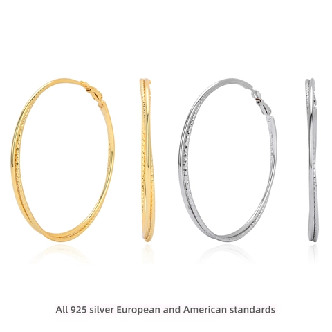 Pendientes De Aro Grandes Plata De Ley 925 Corte Diamante Texturizado Geométrico Redondo Joyería Mujer