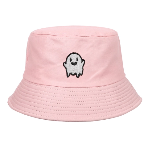 Cappello Alla Pescatora In Cotone Ricamato Fantasma Traspirante Protezione Solare Outdoor Casual Streetwear
