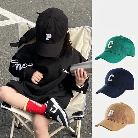 Kids Baseball Cap Cotton Embroidered Letter Sun Hat Adjustable Casual For Boys Girls Toddlers