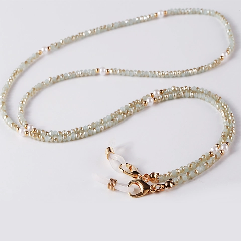 Catena Per Occhiali Con Perline Cristallo Finta Perla Artificial Cordino Occhiali Multifunzionale Cinturino Mascherina Antiscivolo Elegante Per Donna