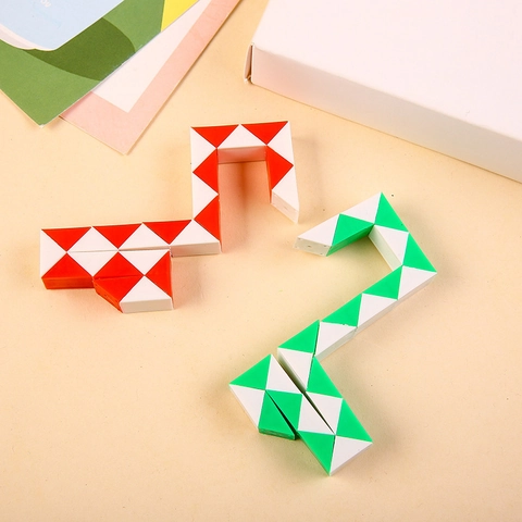 Twisty Snake Cube Puzzle Magic Ruler Plastic Folding Intelligence Toy For Kids Party Favors Birthday Gift