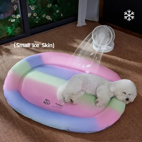 Alfombrilla De Refrigeración Para Mascotas Verano Degradado Arcoiris PVC Gel Impermeable Cama Perro Nido Gato Transpirable