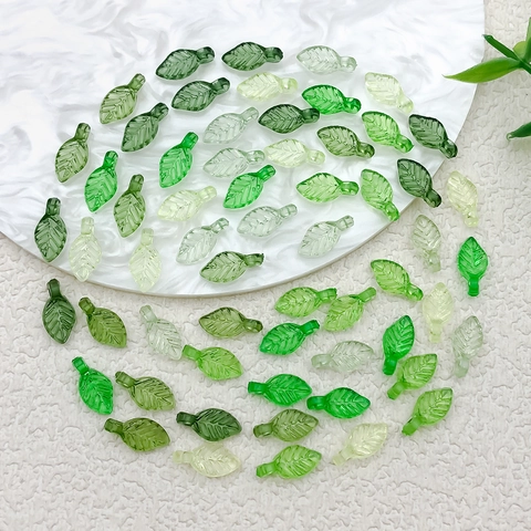 Mini Blatt Perlen Acryl Transparent Grün Bunt DIY Schmuckherstellung Anhänger Für Ohrringe Armbänder
