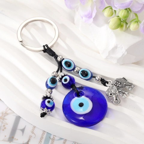 Vintage Böser Blick Elefant Schlüsselanhänger Mit Blauen Glasperlen Glücksbringer Für Tasche Damen Herren Dekoratives Geschenk