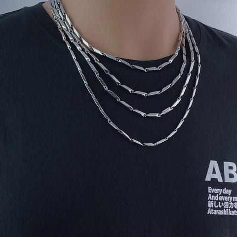 Collana A Catena In Acciaio Inossidabile Maglie A Rombo Geometrico Lucidato Stile Hip Hop Per Uomini Donne Gioielli Colore Argento