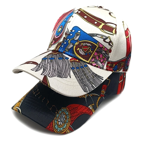 Damen Baseball Kappe All-over Barock Reitsport Druck Satin Polyester Verstellbar Gebogener Schirm Sechs Panel Outdoor Casual Sonnenhut