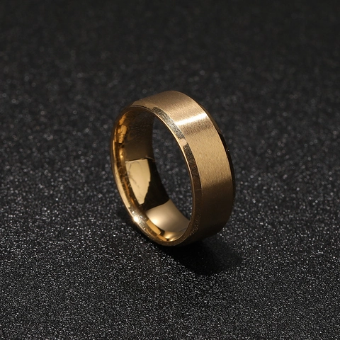 Anillo De Banda De Acero Inoxidable Para Hombre Acabado Mate Cepillado Borde Biselado Joyería Clásica Moderna Simple
