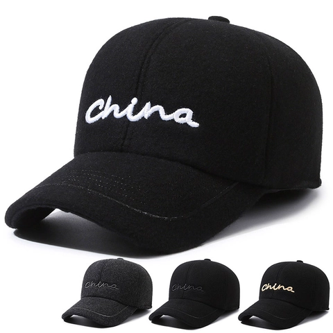 Gorra De Béisbol De Invierno Para Hombre De Lana Sombrero Cálido Con Orejeras Ajustable Bordado Al Aire Libre