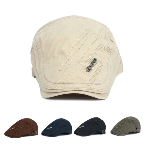 Men's Ivy Cap 100% Cotton Retro Vintage Flat Cap Adjustable Cabbie Hat Sports Metal Tag Lightweight Breathable