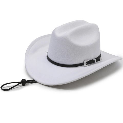 Western Cowboyhut Filzimitat Breite Krempe Fedora Hut Mit Vintage Schnalle Gürtel Und Verstellbarem Winddichtem Seil Damen Herren