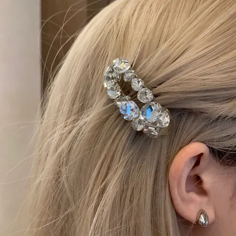 Strass Haarspangen Oval Glitzernd Legierung Seitenclips Luxus Mode Haarschmuck Für Frauen