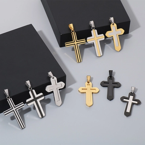 Minimalistische Kruis Hanger Ketting Roestvrij Staal Geometrische Religieuze Sieraden Mode Voor Heren Dames