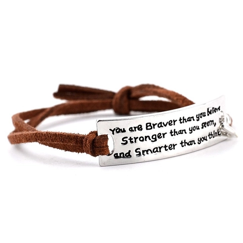 Pulsera Con Frase Inspiradora Placa Metal Aleación Cuerda Trenzada Ajustable Joyería Motivacional