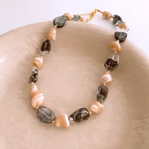 Collar De Cuentas Concha Piedra Irregular Aleación Cadena Clavícula Vintage Bohemio Chic Joyería Mujer Elegante