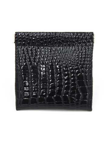 Women's Automatic Closure PU Leather Mini Coin Purse Crocodile Pattern Squeeze Open Storage Bag Portable Card Holder Pocket