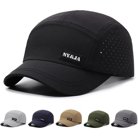 Retro Short Brim Baseball Cap Men Women Quick Dry Breathable Laser Perforated 5 Panel Outdoor Sport Adjustable Sun Hat