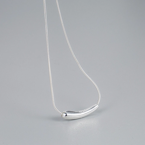 925 Sterling Zilveren Ketting Gebogen Buis Erwt Hanger Minimalistische Slangenketting Sierlijke Choker