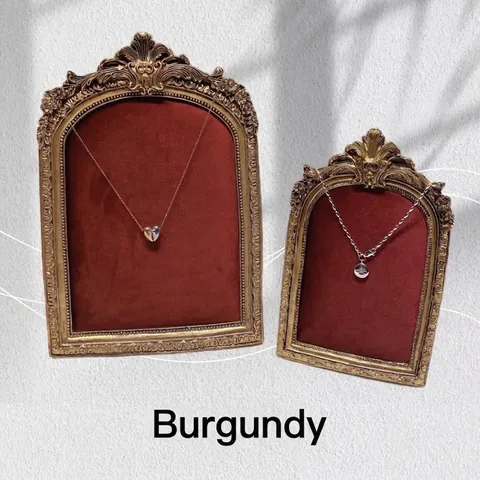 Retro Jewelry Display Frame Resin Velvet Embossed Baroque European Style Necklace Earring Holder Photography Props