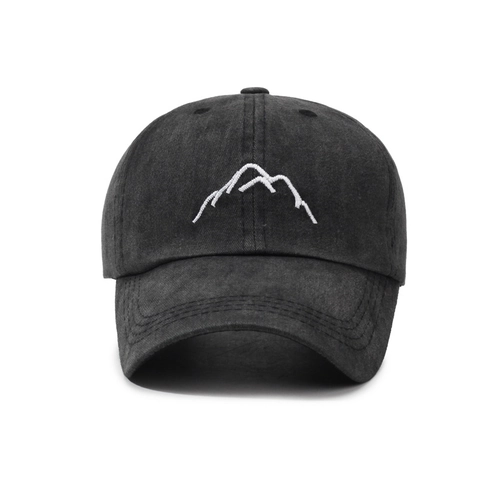 Vintage Washed Cotton Baseball Cap With Mountain Embroidery Adjustable Outdoor Casual Sun Hat For Men And Women