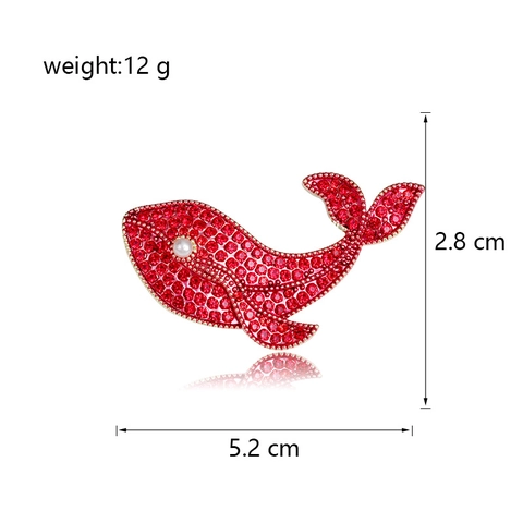 Spilla Balena Strass Perla Artificial Placcata Oro 18K Design Animale Gioielli Oceano Per Donna Regalo