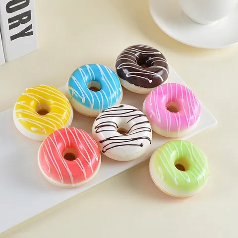 Simulation Donut PU Foam Slow Rebound Squishy Fake Food Bread Model Fridge Magnet Home Decor Stress Relief Toy