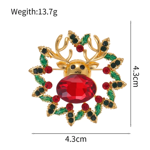 Broche Corona Reno Navidad Aleación Esmalte Strass Ramillete Cabeza Ciervo Festivo Para Traje Cárdigan Regalo